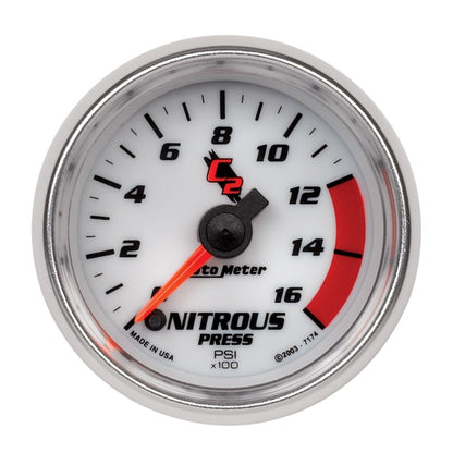 Autometer C2 2in 0-1600 PSI Full Sweep Electronic Pressure Nitrous Gauge Universal | 7174
