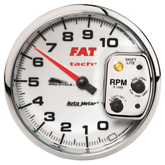 Autometer Pro-Cycle Gauge Tachometer 5in 10K Rpm Shift- Lite 2&4 Cylinder White Universal | 19265