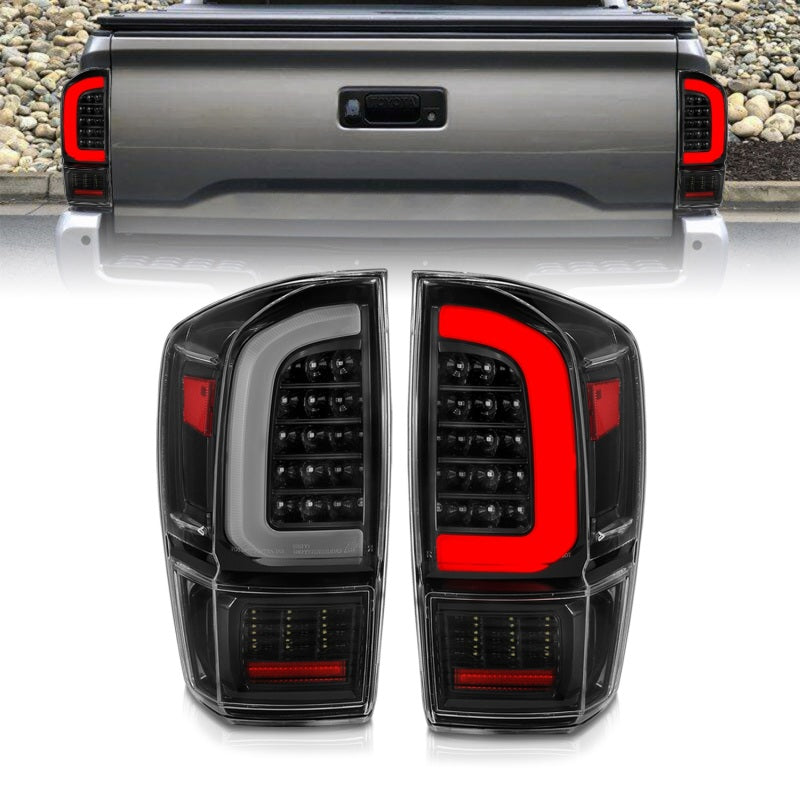 ANZO LED Tail Lights w/ Light Bar Sequential Black Housing & Clear Lens Toyota Tacoma 2016-2020 | 311400