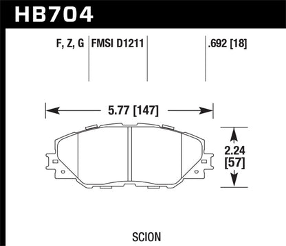Hawk 06-09 RAV4 / 10-13 Matrix Performance Ceramic Front Brake Pads | HB704Z.692