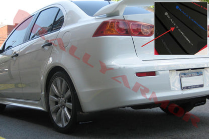 Rally Armor UR Black Mud Flap w/ Silver Logo Mitsubishi Lancer 2007-2017 | MF8-UR-BLK/SIL