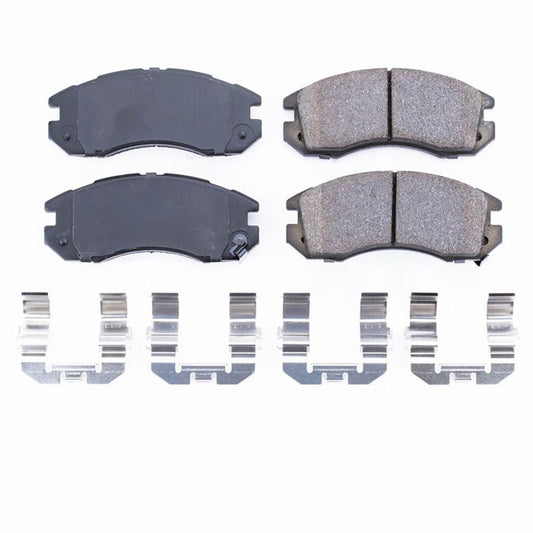 Power Stop 93-96 Subaru Impreza Front Z17 Evolution Ceramic Brake Pads w/Hardware | 17-470