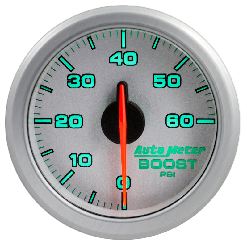 Autometer Airdrive 2-1/6in Boost Gauge 0-60 PSI Silver Universal | 9160-UL