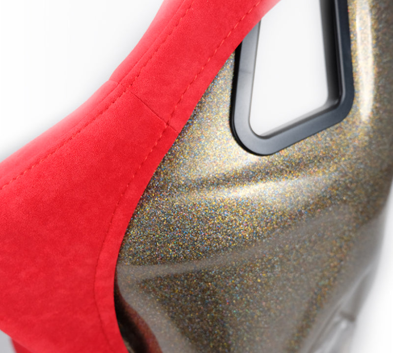 NRG FRP Bucket Seat ULTRA Edition - Large | Red Alcantara/Gold Glitter Back