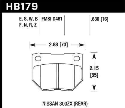 Hawk 89-93 Nissan 300ZX / 89-95 Skyline / 06-07 Impreza WRX Race HT-10 Rear Brake Pads | HB179S.630