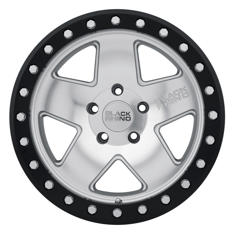 Black Rhino Crawler Beadlock 17x8.5 5x114.3 ET-32 CB 71.6 Silver w/Mirror Face & Black Lip Wheel