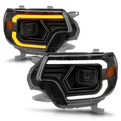 ANZO LED Projector Headlights w/ Light Bar Switchback Black Housing Toyota Tacoma 2012-2015 | 111556