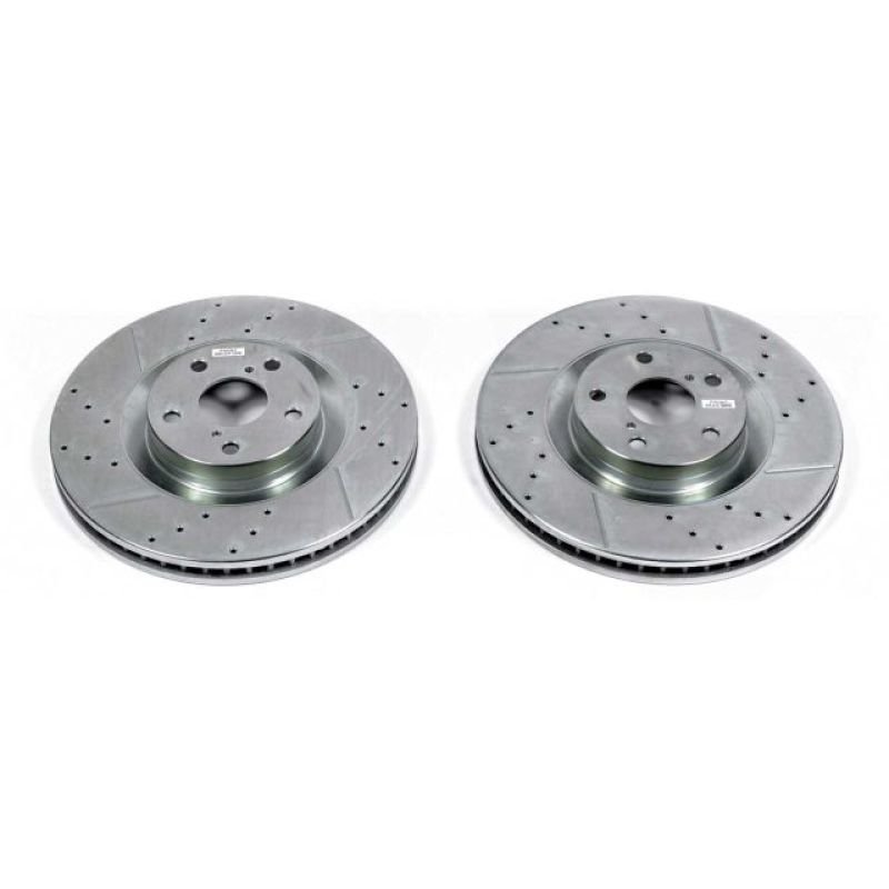 Power Stop Front Evolution Drilled & Slotted Rotors Pair Lexus GS200t 2016-2017 / GS300 2018-2019 / GS350 2013-2020 / GS450h 2013-2018 / IS300 2016-21 / IS350 2011-2020 / RC200t 2016-2017 / RC300 2016-21 / RC350 15-2020 | JBR1568XPR