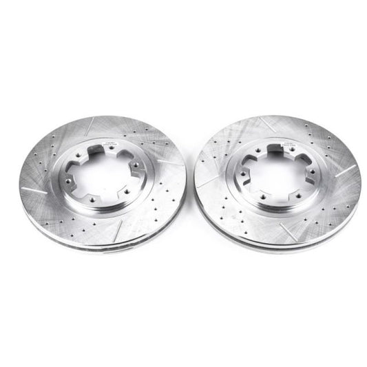 Power Stop Front Evolution Drilled & Slotted Rotors Pair Infiniti QX4 1997-2003 / Nissan Pathfinder 1998-2004 | JBR917XPR