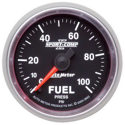 Autometer Sport-Comp II 52mm 0-100 PSI Full Sweep Electronic Fuel Pressure Gauge Universal | 3663