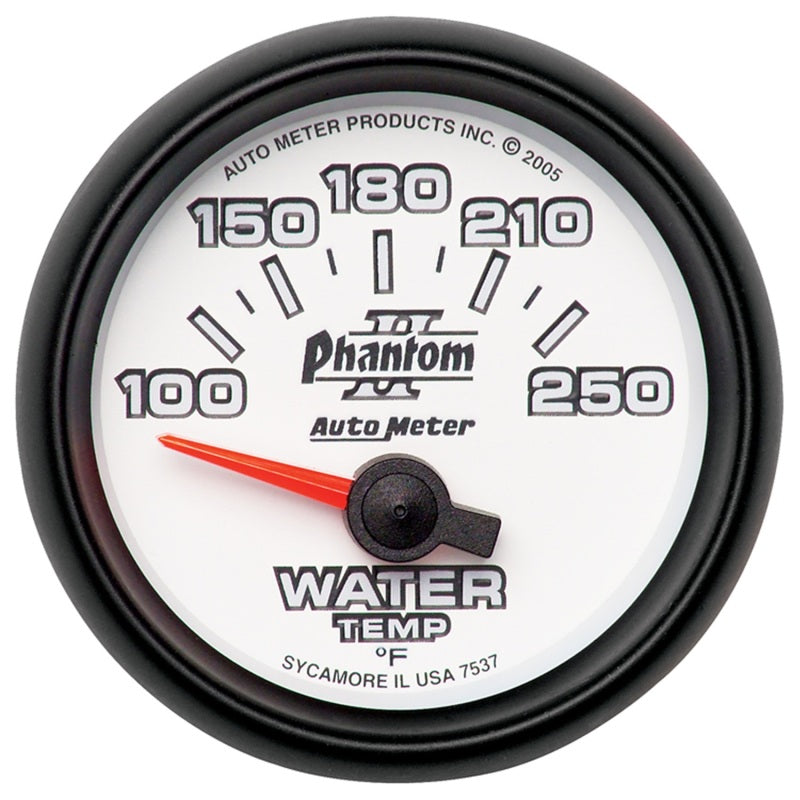 Autometer Phantom II 52.4mm SSE 100-250 Deg F Water Temperature Gauge Universal | 7537