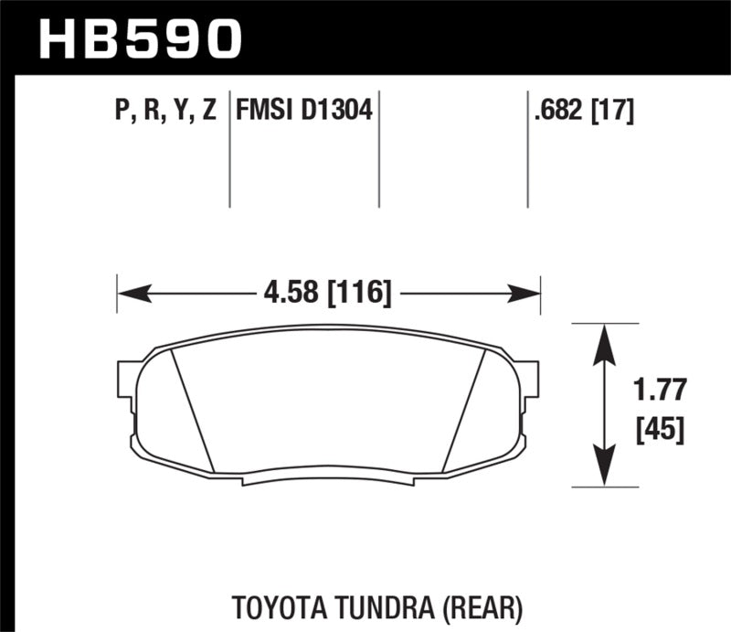 Hawk 2019 Tundra/2019 Lexus NX300 HP Plus Brake Pad Set | HB590N.682