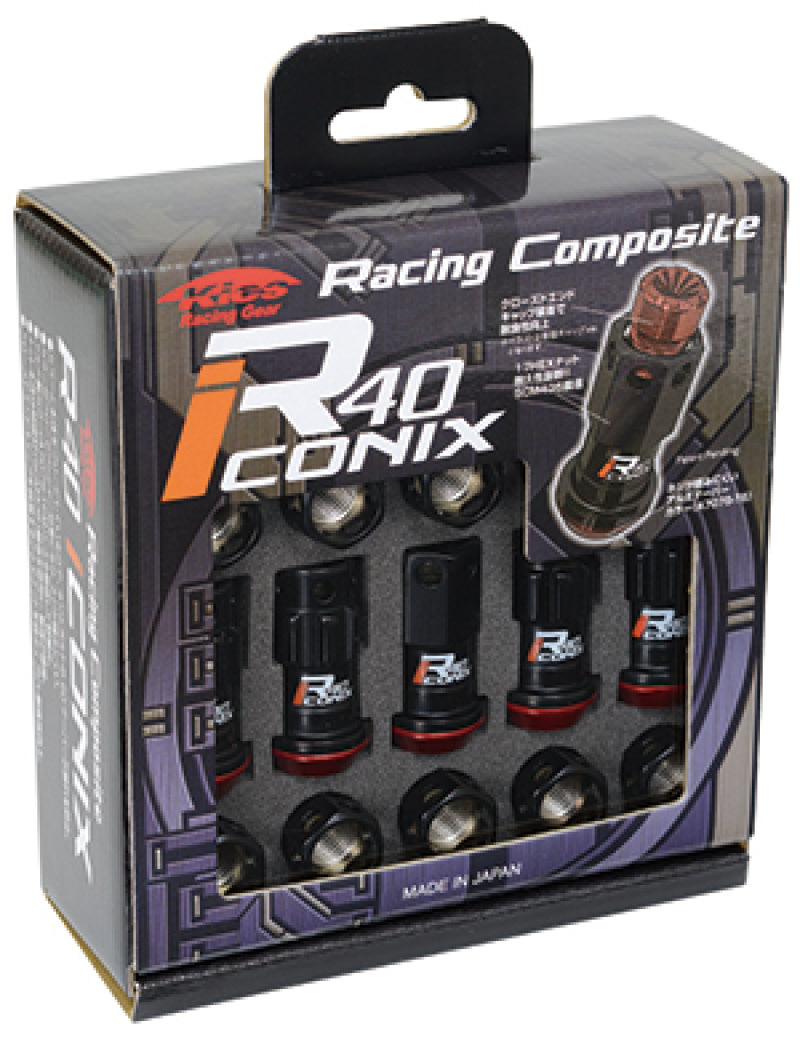 Project Kics 12x1.50 R40 Iconix Lock & Lug Nuts - Black w/Black Seat w/o Cap (16+4 Locks | WRI11KK