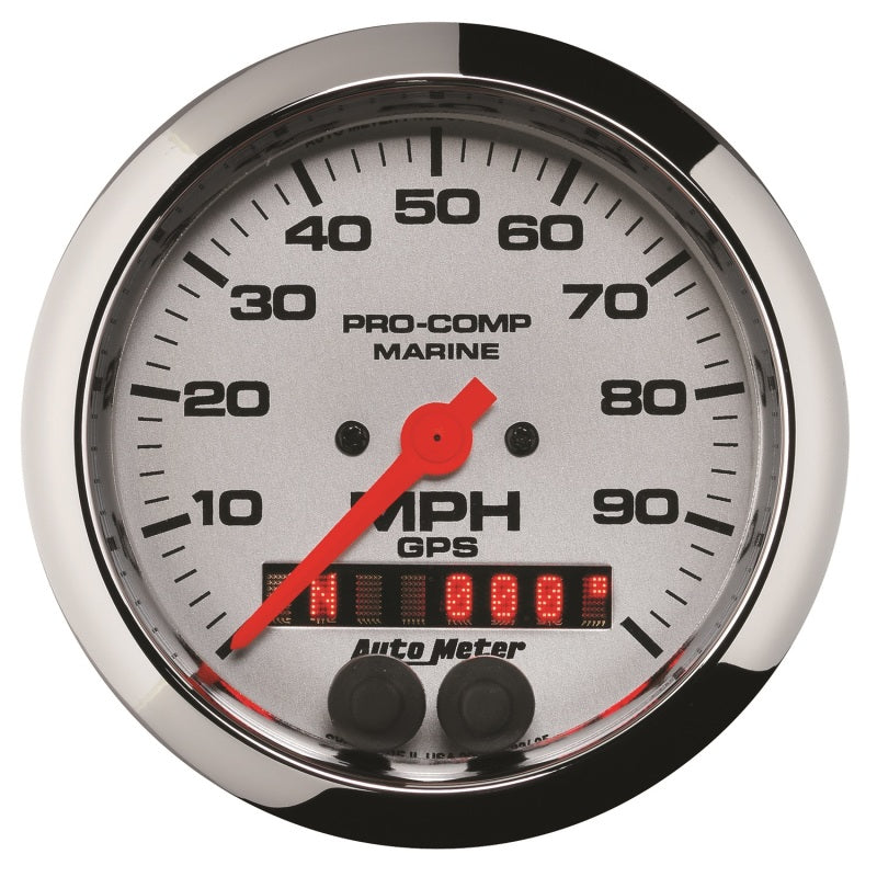 Autometer Marine Chrome 3-3/8in 100MPH GPS Speedometer Gauge Universal | 200636-35