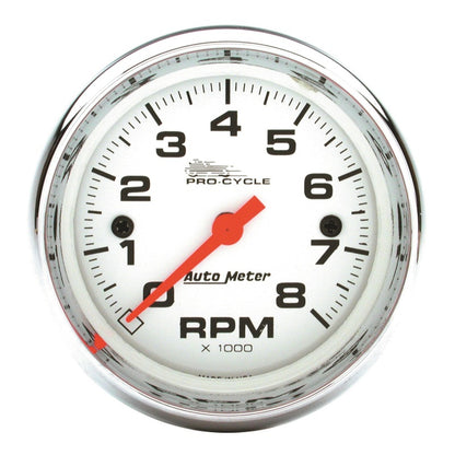 Autometer Pro-Cycle Gauge Tachometer 2 5/8in 8K Rpm 2&4 Cylinder White Universal | 19305