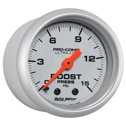 Autometer Ultra-Lite 52mm 0-15 PSI Mechanical Boost Gauge Universal | 4302