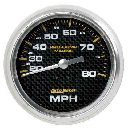 Autometer Gauge Speedometer 3-3/8in 80MPH Mechanical Marine Carbon Fiber Universal | 200753-40