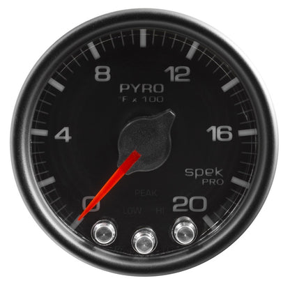 Autometer Spek-Pro EGT Gauge Pyro. 2 1/16in 2000f Stepper Motor W/Peak & Warn Black / Black Universal | P31032