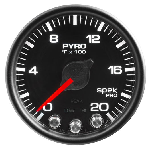 Autometer Spek-Pro EGT Gauge Pyro. 2 1/16in 2000f Stepper Motor W/Peak & Warn Black / Black Universal | P31032