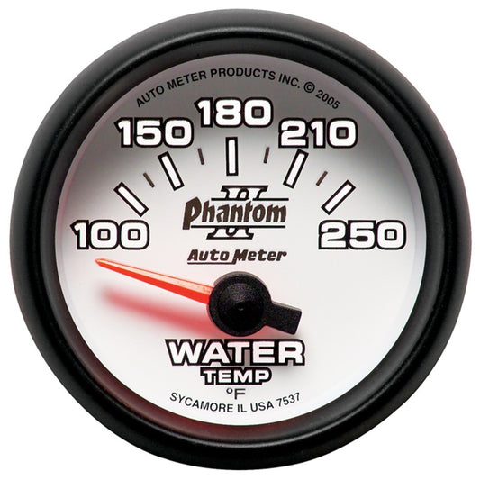 Autometer Phantom II 52.4mm SSE 100-250 Deg F Water Temperature Gauge Universal | 7537