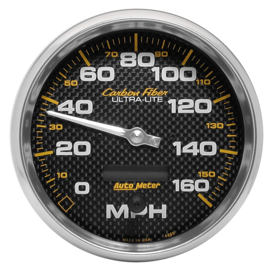 Autometer Carbon Fiber Series 5-inch 160 MPH Electric Programmable Speedometer Universal | 4889