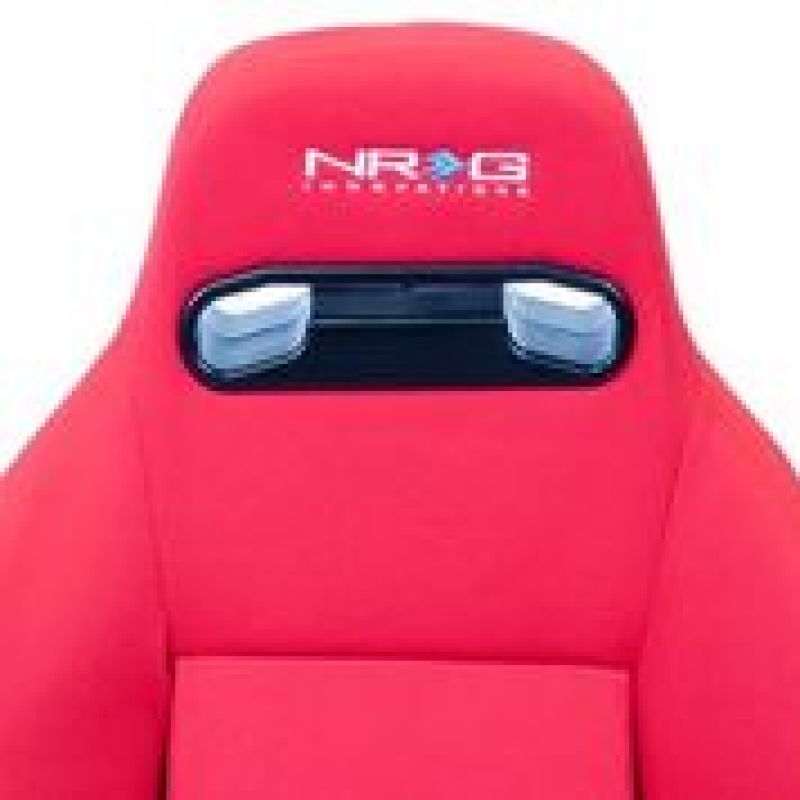 NRG Sport Seats (Pair) Type-R Cloth w/NRG Logo - Red w/Red Stitch