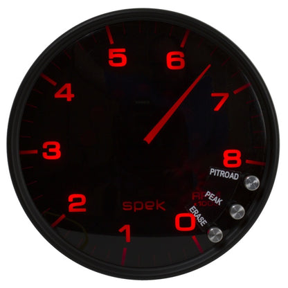 Autometer Spek-Pro Tachometer Gauge 5in 8K Rpm W/Shift Light & Peak Mem Black / Smoke / Black Universal | P23852