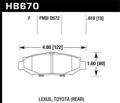 Hawk 93-97 Lexus GS300 /96-98 SC300 / 93-98 Toyota Supra (Non-Turbo) HPS Street Rear Brake Pads | HB670F.610