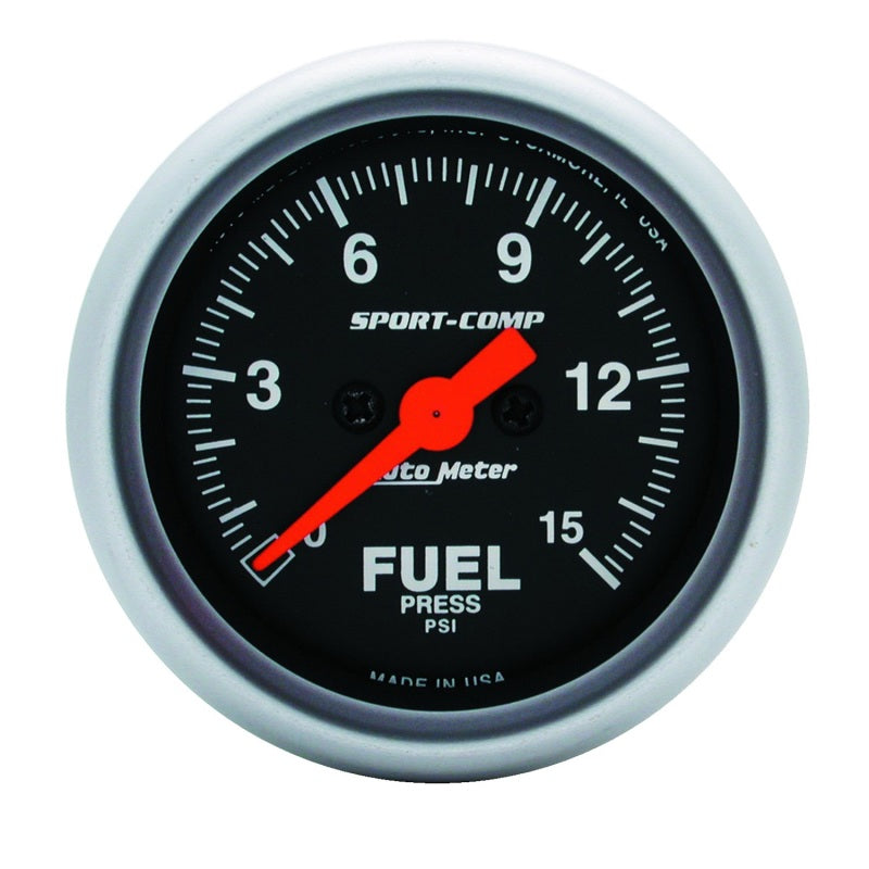Autometer Sport-Comp 52mm 15PSI Electronic Fuel Pressure Gauge Universal | 3361
