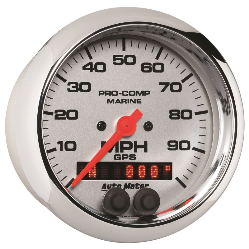 Autometer Marine Chrome 3-3/8in 100MPH GPS Speedometer Gauge Universal | 200636-35