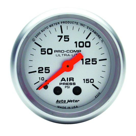 Autometer Ultra-Lite 2-1/16in 0-150 PSI Mechanical Air Pressure Gauge Universal | 4320