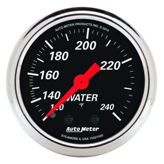 Autometer Designer Black 2 1/16in 120-240 Deg F Mechanical Water Temperature Gauge Universal | 1432