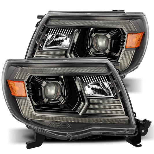 AlphaRex LUXX LED Projector Headlights Plank Style Alpha Black w/Activation Light/DRL Toyota Tacoma 2005-2011 | 880739