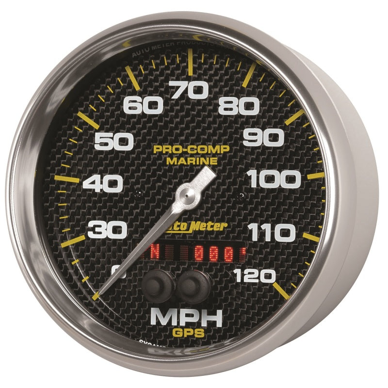 Autometer Marine Carbon Fiber 5in 120mph GPS Speedometer Universal | 200646-40