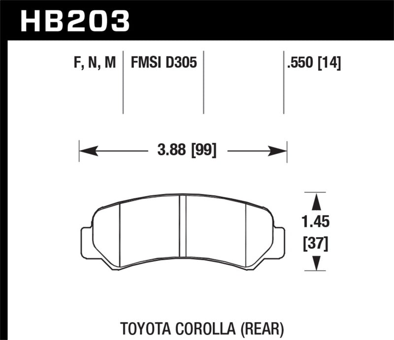 Hawk 87 Corolla FX16 / 85-87 Corolla GTS Rear Black Race Brake Pads | HB203M.550