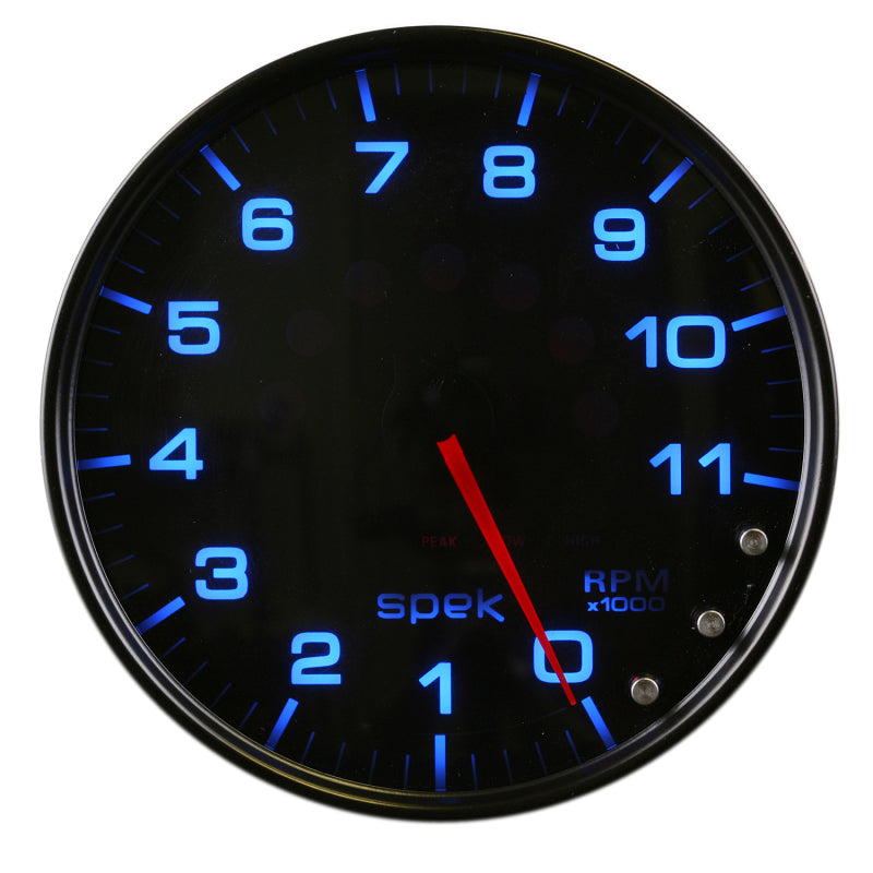 Autometer Spek-Pro Tachometer Gauge 5in 11K Rpm W/Shift Light & Peak Mem Black/Smoke/Black Universal | P23952