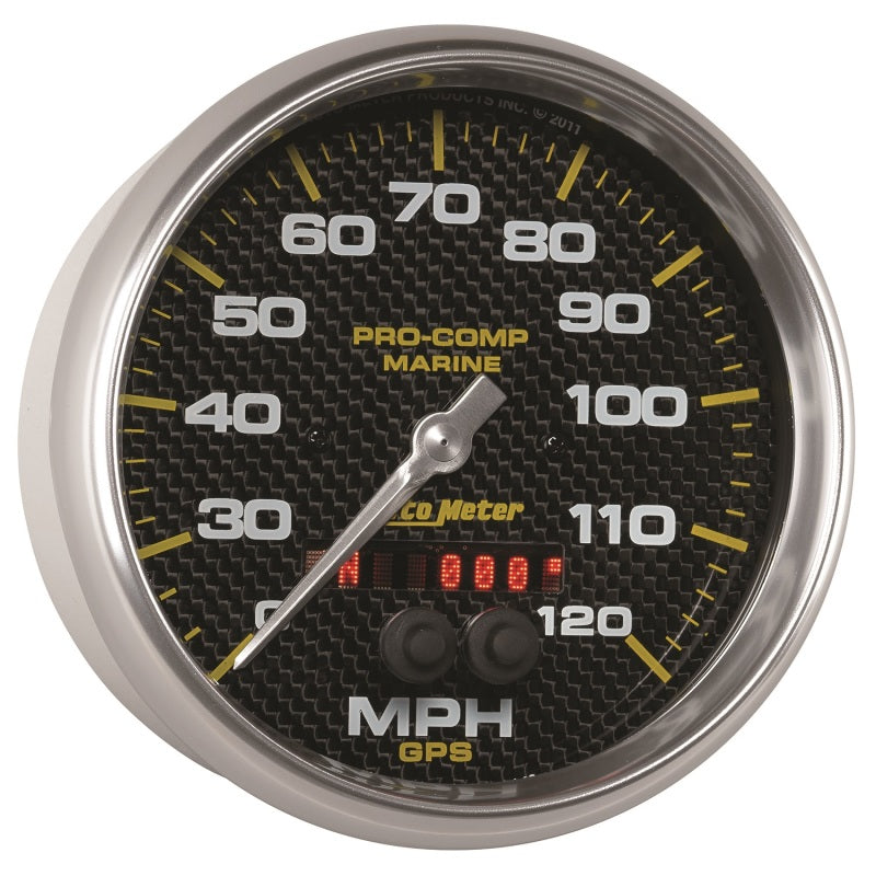 Autometer Marine Carbon Fiber 5in 120mph GPS Speedometer Universal | 200646-40