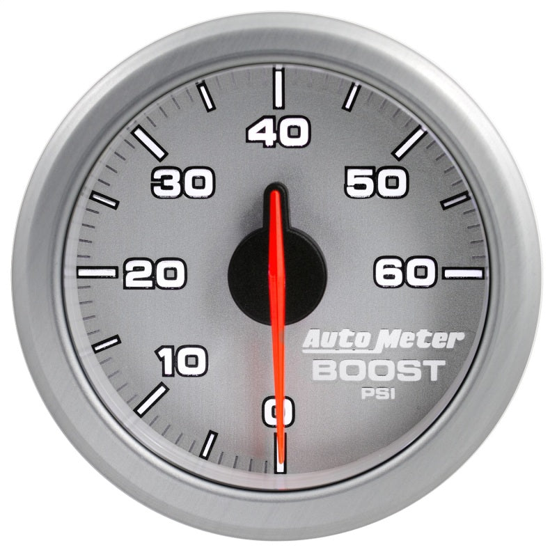 Autometer Airdrive 2-1/6in Boost Gauge 0-60 PSI Silver Universal | 9160-UL