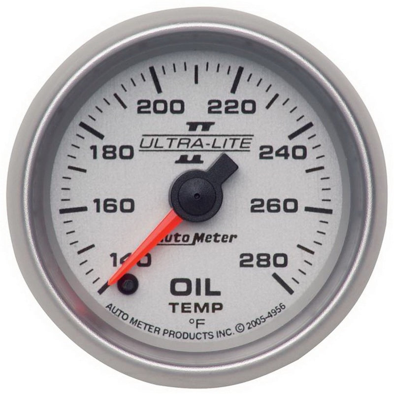 Autometer Ultra-Lite II 52mm 140-280 Deg F Full Sweep Electric Oil Temperature Gauge Universal | 4956