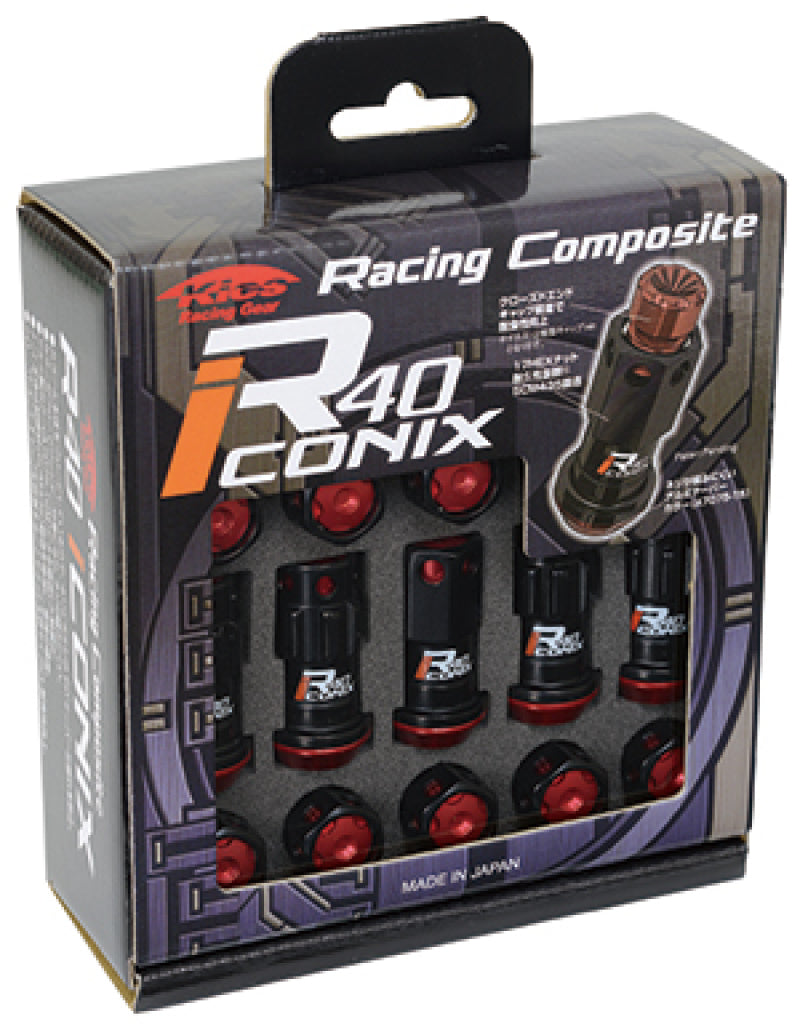 Project Kics 12X1.25 Black R40 Iconix Lug Nuts - 16+4 (Red Cap) | WRIA13KR