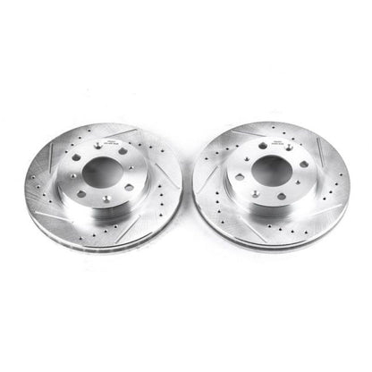 Power Stop Front Evolution Drilled & Slotted Rotors Pair Honda Civic 1990-2000 / CRX 1990-1991 | JBR525XPR