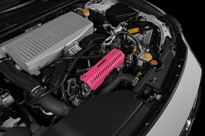 Perrin 22-24 WRX Pulley Cover (Short Version - Works w/AOS System) - Hyper Pink | PSP-ENG-154HP