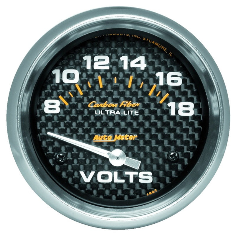 Autometer Carbon Fiber Voltmeter Gauge 2-5/8in Universal | 4891