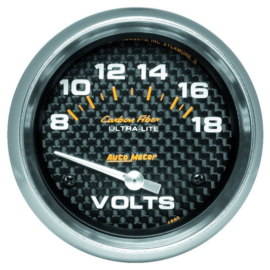 Autometer Carbon Fiber Voltmeter Gauge 2-5/8in Universal | 4891