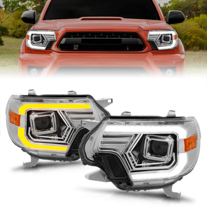 ANZO Projector Headlights w/ Light Bar Switchback Chrome Housing Toyota Tacoma 2012-2015 | 111557