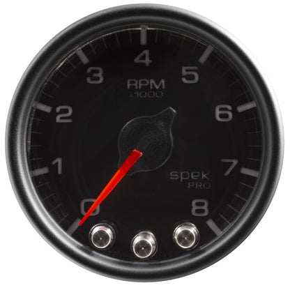 Autometer Spek-Pro Tachometer Gauge 2 1/16in 8K Rpm W/ Shift Light & Peak Mem Black / Black Universal | P33432