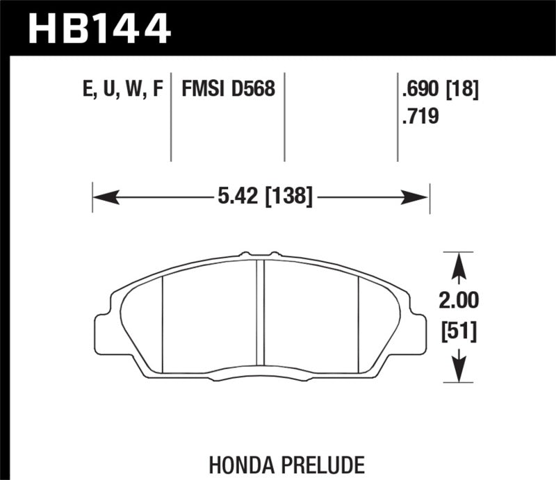 Hawk 92-96 Honda Prelude (w/o V-Tec) DTC-70 Race Front Brake Pads | HB144U.719