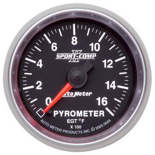 Autometer Sport-Comp II Full Sweep Electronic 52mm 0-1600 degree F Pyrometer Gauge Universal | 3644