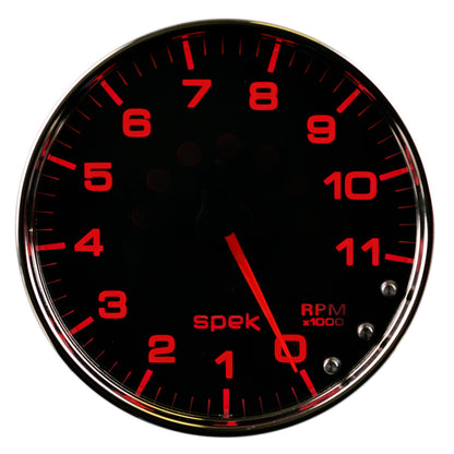 Autometer Spek-Pro Tachometer Gauge 5in 11K Rpm W/Shift Light & Peak Mem Black/Chrome Universal | P23931