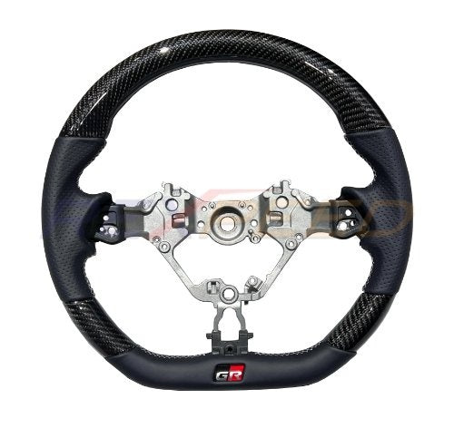 Rexpeed 2022+ GR86 / BRZ Carbon Fiber BLACK Leather Steering Wheel (Gloss) | FR79